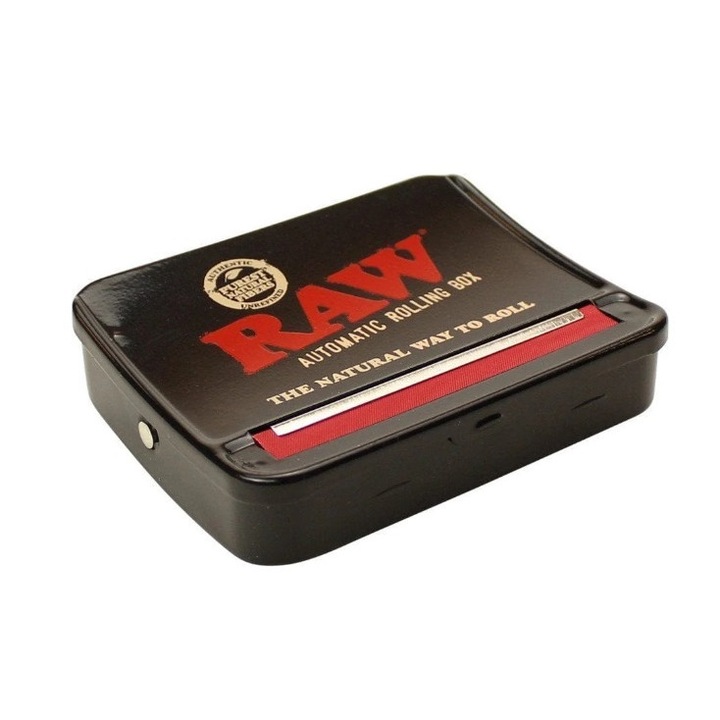 Aparat rapid, metalic RAW Black, pentru rulat tigari, cu spatiu pentru depozitare tutun, filtre si foite, 79mm