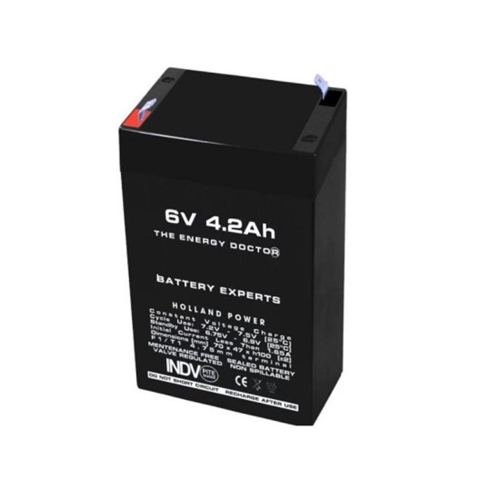AGM akkumulátor VRLA 6V 4, 2A, méretek 70mm x 48mm xh 101mm, Miromoto®