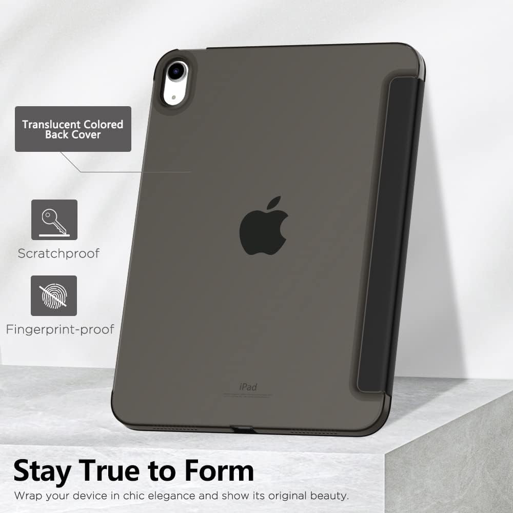 Husa DUOCUOLA pentru iPad generatia 11 11 inch 2025, iPad generatia 10 10.9 inch 2022, husa protectoare subtire cu suport, spate transparent din PC rigid, compatibila cu Touch ID, negru