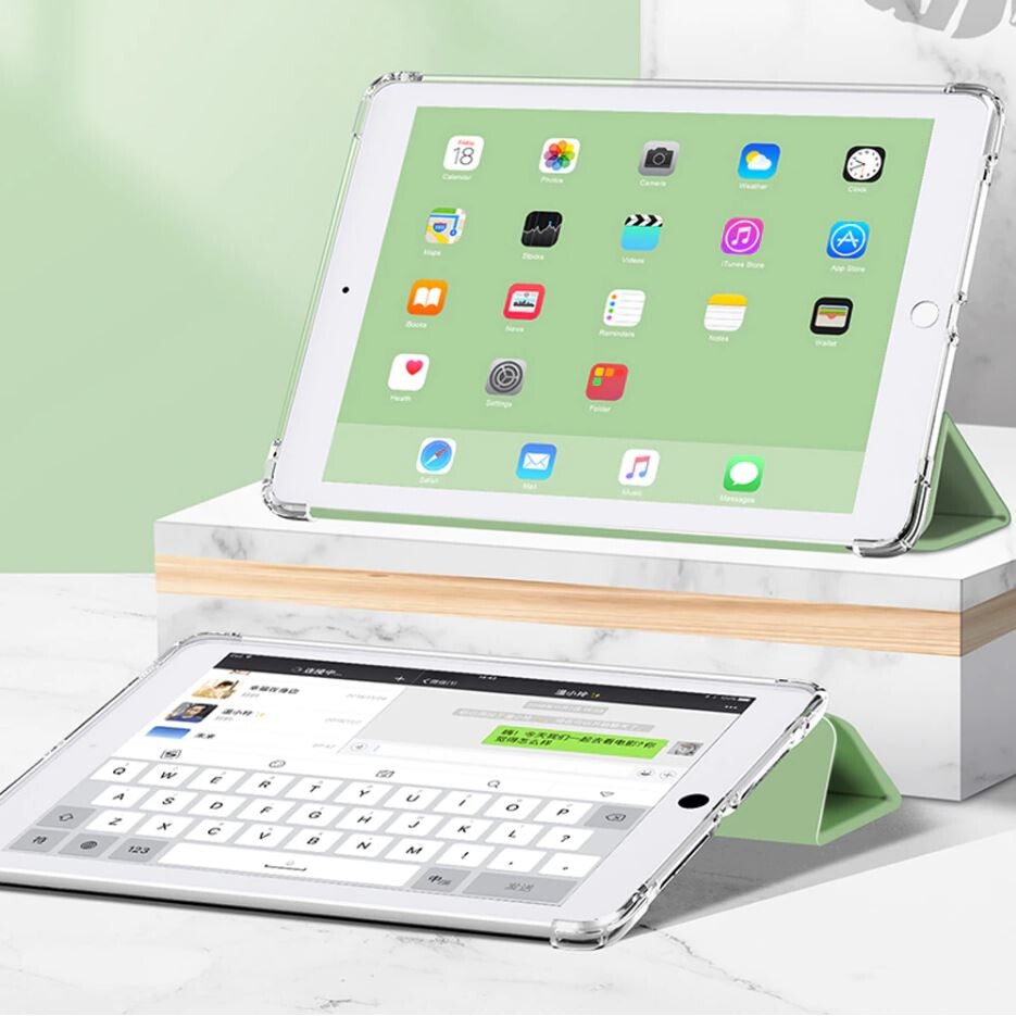 Husa protectie tip flip pentru iPad Mini 6/7, Model Carte, Verde Fistic