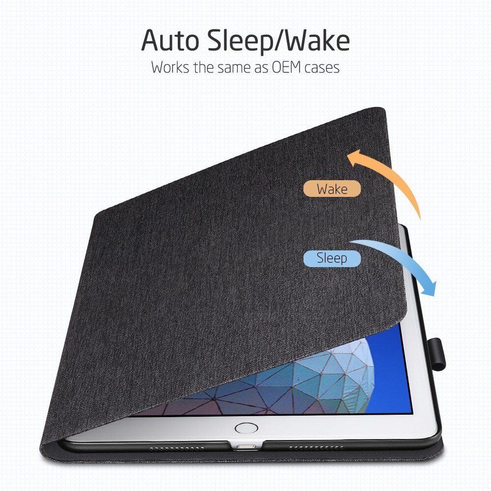 Husa pentru iPad Mini 2019, neagra, policarbonat si piele ecologica, cu suport, seria Simplicity, ESR