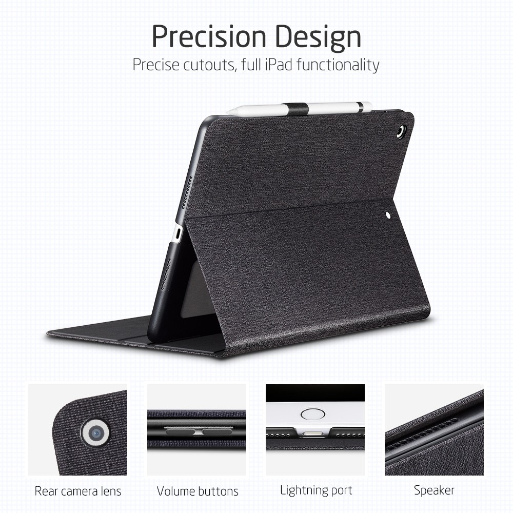 Husa pentru iPad Mini 2019, neagra, policarbonat si piele ecologica, cu suport, seria Simplicity, ESR