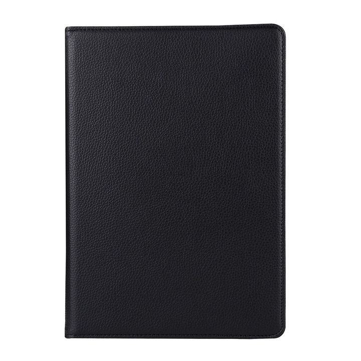 Husa pentru iPad Pro 11 inch (2018), neagra, piele ecologica, cu suport rotatie 360 grade, textura Litchi