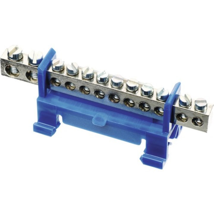 Bara De Nul Cu Suruburi 12 Conexiuni, Pentru Tablou Electric Cu Sina