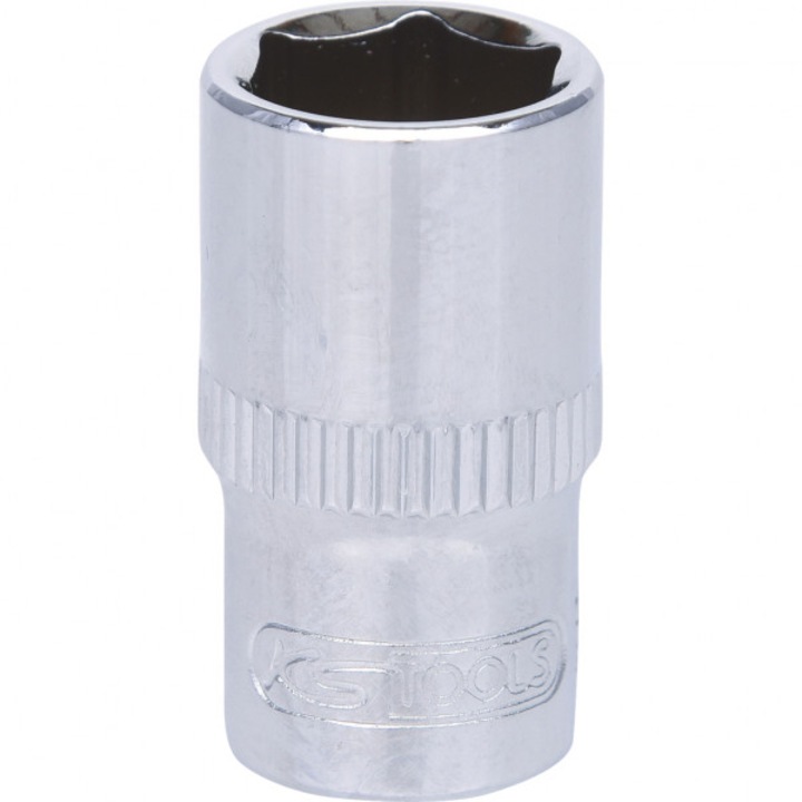 Cap cheie tubulara KS TOOLS ChromePlus, antrenor patrat 1/4 inch, profil hexagonal, deschidere 10 mm, lungime 25 mm, otel crom vanadiu