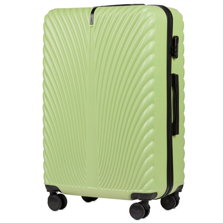 Troler mare Wings Swan, ABS, 4 roti, cifru, 75.5 cm, verde