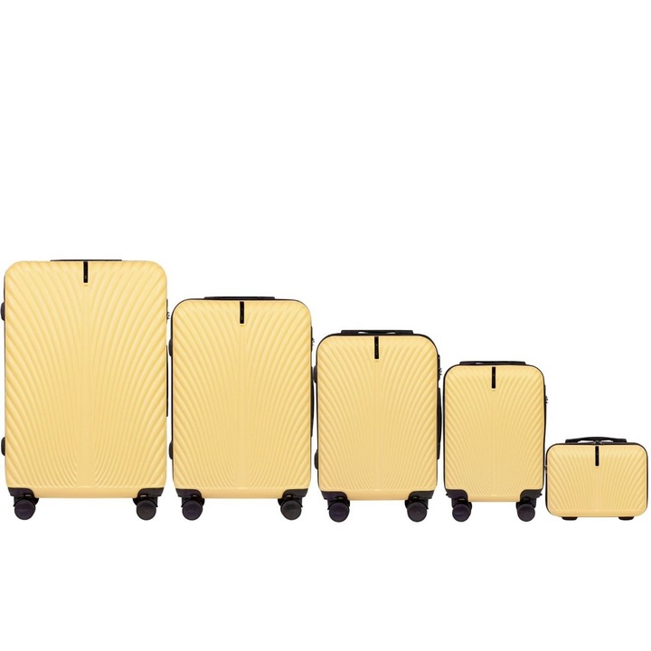 Bőrönd Szett Wings Swan, ABS, 4 levehető kerekek, számzáras, 5 db, Sárga