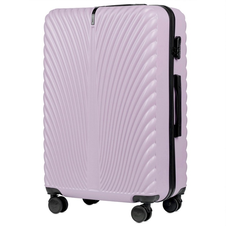 Troler mare Wings Swan, ABS, 4 roti, cifru, 75.5 cm, mov deschis