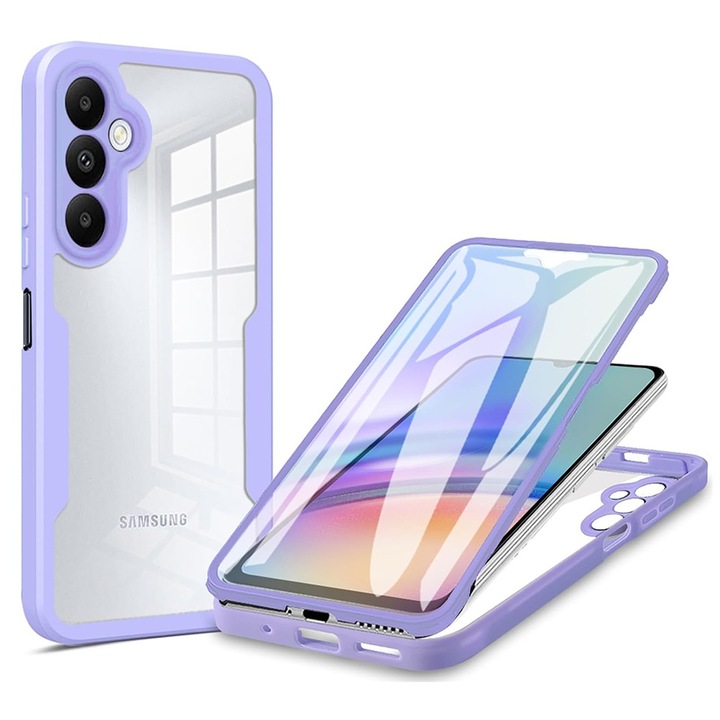 Калъф за Samsung Galaxy A05s DaDen® ColorVerse 360, Удароустойчив, Пълна защита на задния екран, Лилав