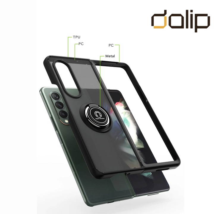 Кейс за Samsung Galaxy Z Fold 5, Dalip MIL STD Mag Ring, HQ TPU, черен