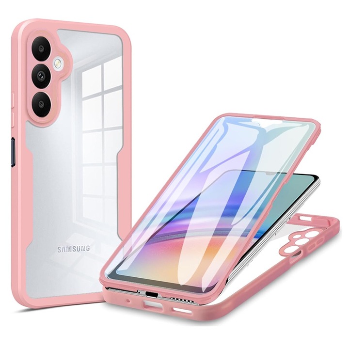 Калъф DaDen ColorVerse 360 за Samsung Galaxy A14 4G/A14 5G, Удароустойчив, Пълна защита на задния екран, Розов