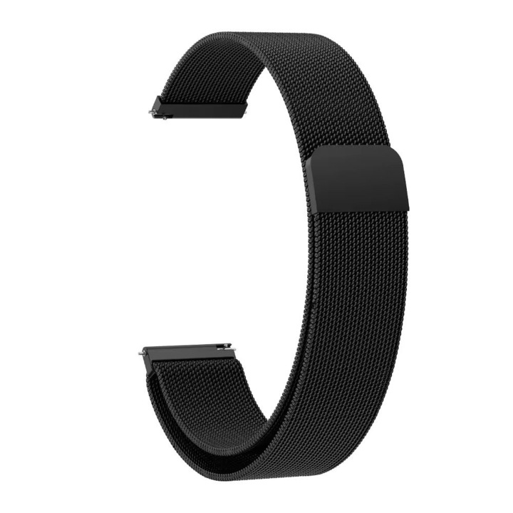 Метална верижка тип миланезе Smart Pulse Premium за Huawei Watch GT 4 GT4 41 mm, Huawei Watch GT 5 41mm, Garmin Vivoactive 4S, Venu 2S, 3S, Casio, Fosil, 18 mm, Черна