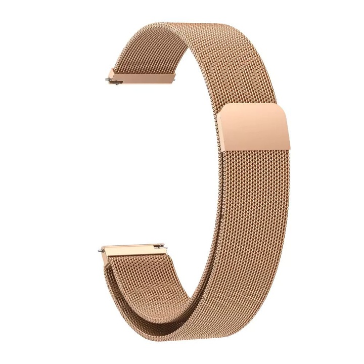 Метална верижка тип миланезе Smart Pulse Premium за Huawei Watch GT 4 GT4 41 mm, Huawei Watch GT 5 41mm, Garmin Vivoactive 4S, Venu 2S, 3S, Casio, Fosil, 18 mm, Розово злато