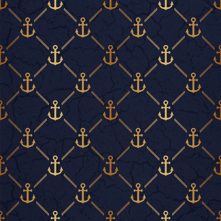 Material textil, Ancore de aur, Poliester 100%, 210g/pm, Dimensiune: 100cm x 155cm, DX365
