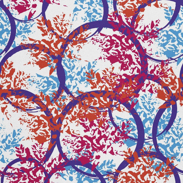 Textil anyag, Kék körök, Poliészter 100%, 210g/pm, Méret: 100cm x 155cm, DX380