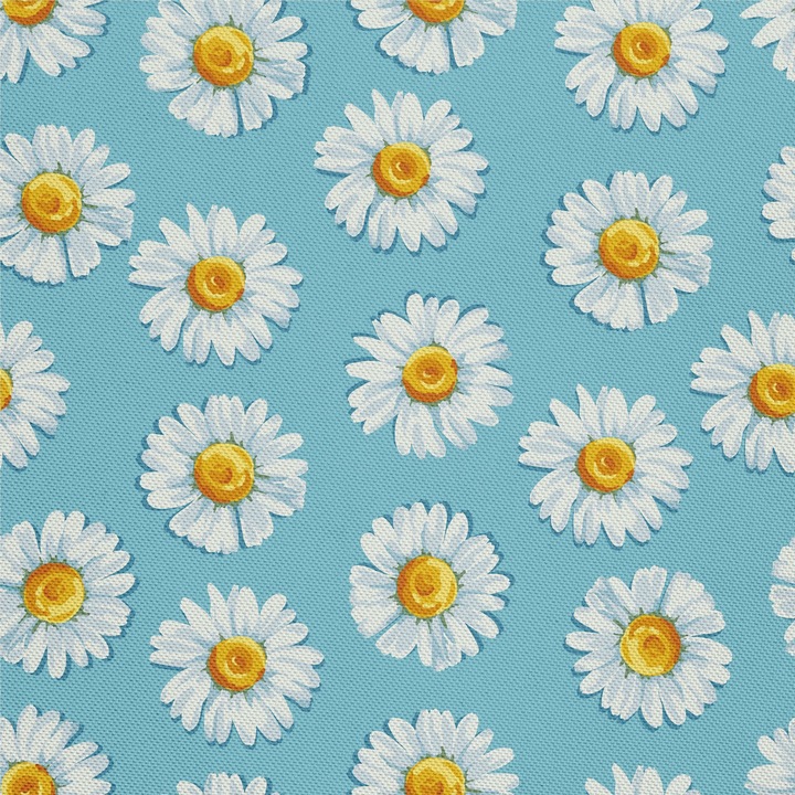 Textil anyag, Kékre festett százszorszép, 100% poliészter, 210g/pm, Méret: 100cm x 155cm, DX416