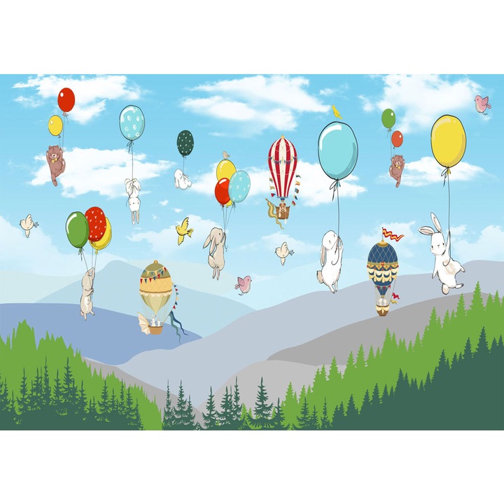 Fototapet Copii, autoadeziv, Animale Baloane, multicolor, 200x300 cm CO266