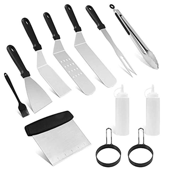 Set ustensile pentru gratar STARNOONTEK 9730401 DC, 12 piese, Otel inoxidabil, Inox