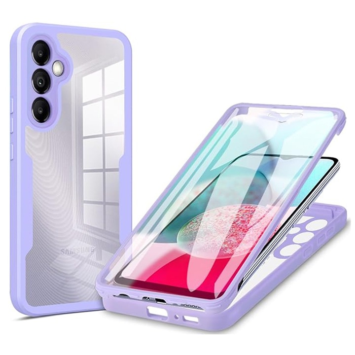 Husa Protectie pentru Samsung Galaxy A14 4G/A14 5G + Folie, Cipsir Safe, ColorVerse 360 Series, X85, Lexgard, Plum Violet
