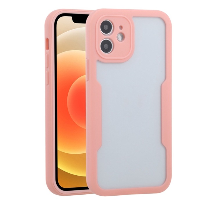 Husa pentru iPhone 12 + Folie, V202, Poliuretan, Roz