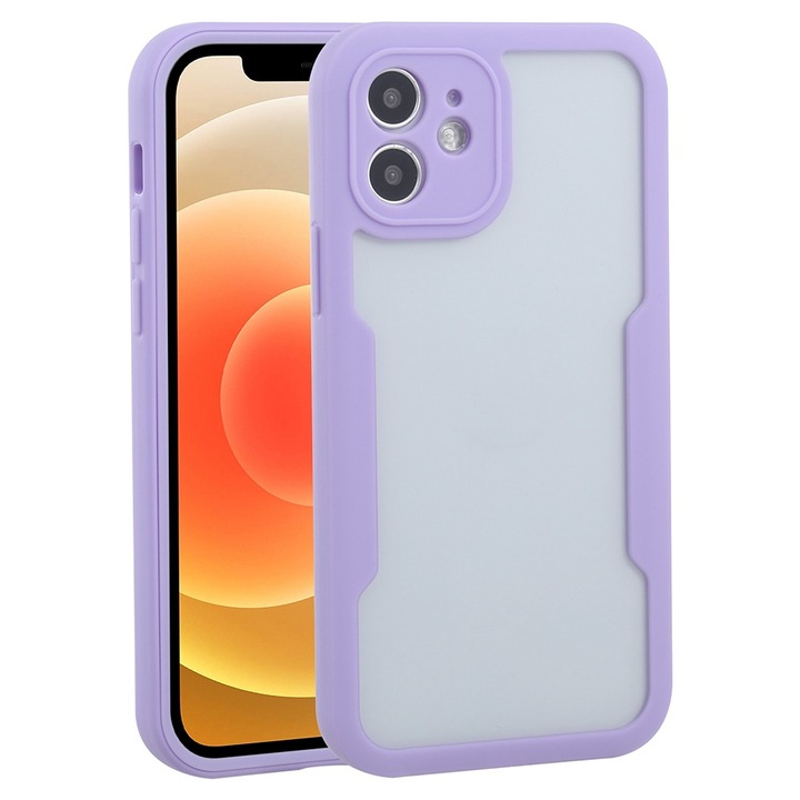 Husa pentru iPhone 12 + Folie, V204, Poliuretan, Mov