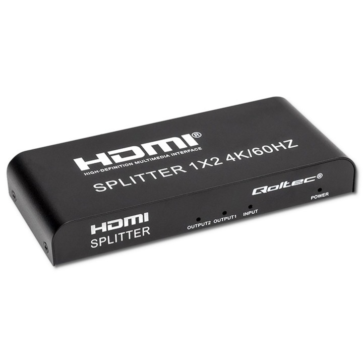 Сплитер 2 x HDMI 4K x 2K, Qoltec, 6Gbps, 60Hz, Висока стабилност