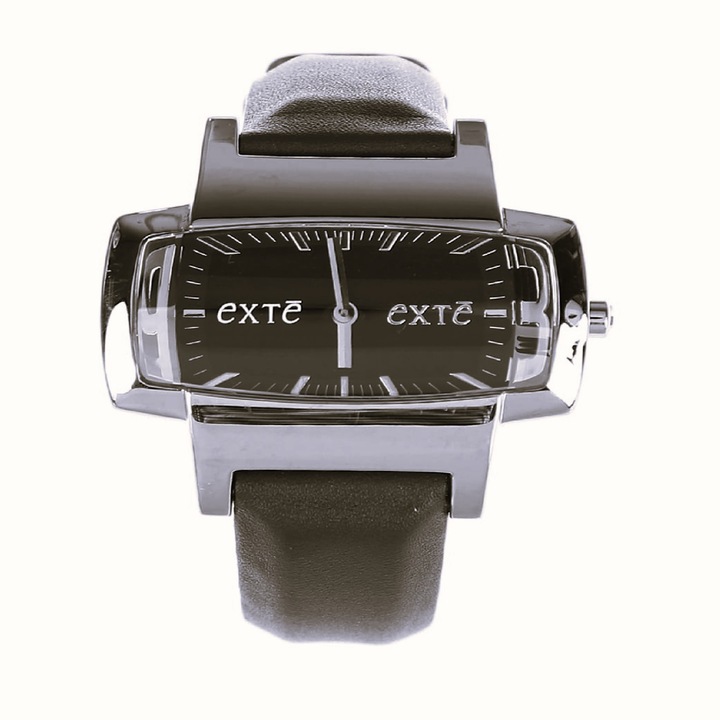 Дамски Часовник, EXTE, EX.4005L/01, Естествена кожа, Черен, 10 м