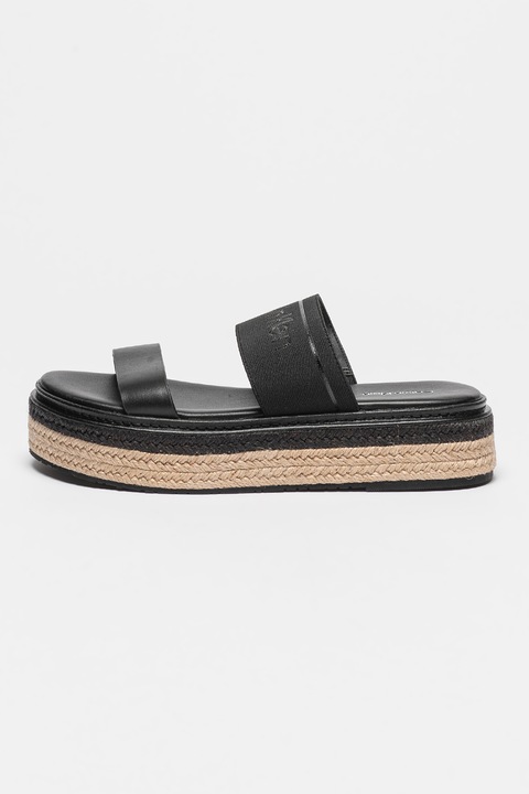CALVIN KLEIN, Papuci-espadrile cu talpa flatform, Negru, 39