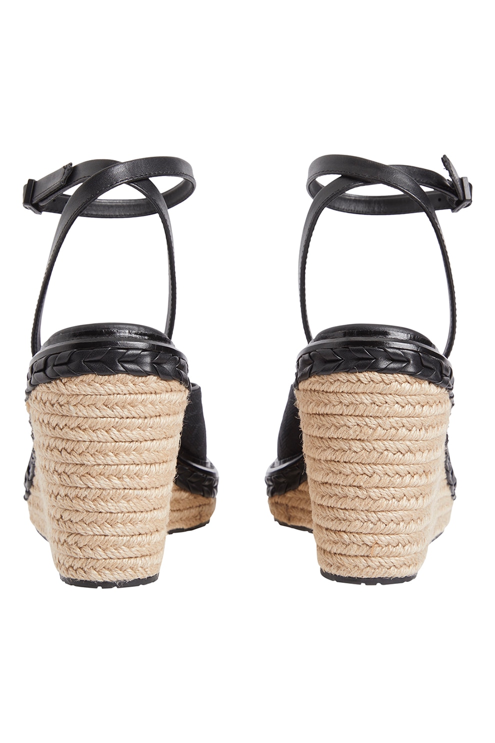 CALVIN KLEIN, Sandale-espadrile wedge cu logo, Negru, 40