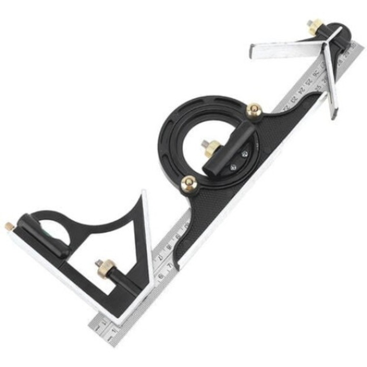 Многофункционален измервателен уред QttvbTna, неръждаема стомана, 30.5x10.2x5cm, черен/сребрист