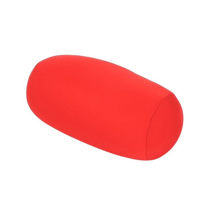 Hengeres párna, QttvbTna, Microbeads hab / poliészter, 30 x 16 cm, piros