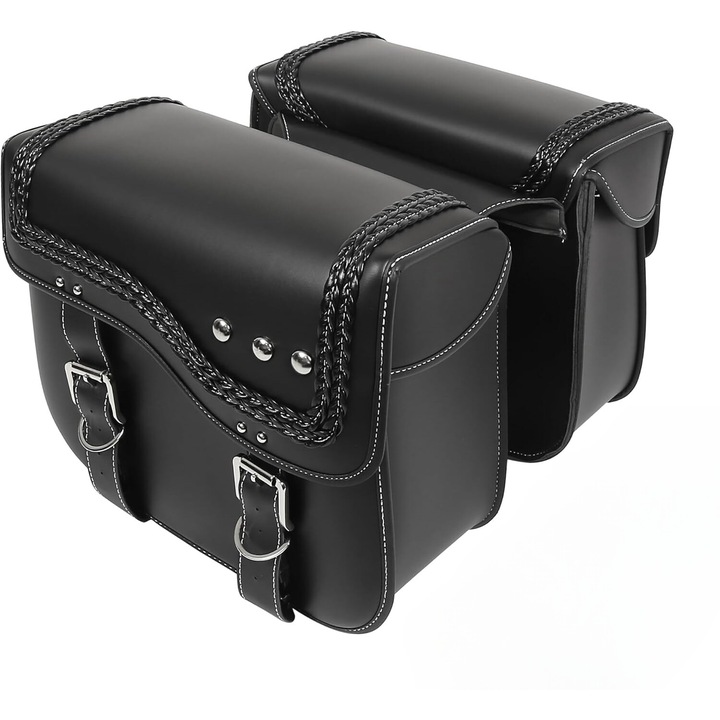 Set 2 genti moto laterale, impermeabila, extensibile, 37.5x29x18CM, Negru