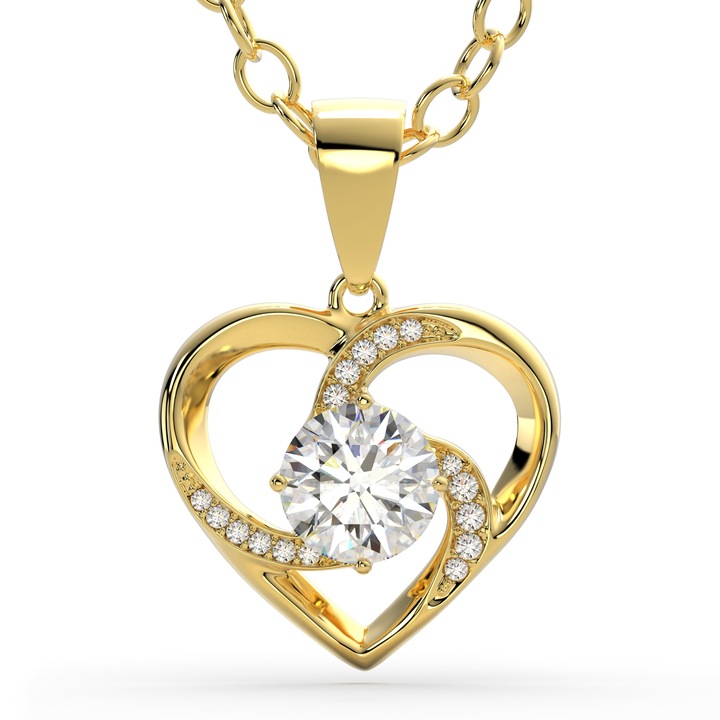 925 Sterling ezüst "Emotion" nyaklánc, arany színű, ékszerdobozsal, S027 modell