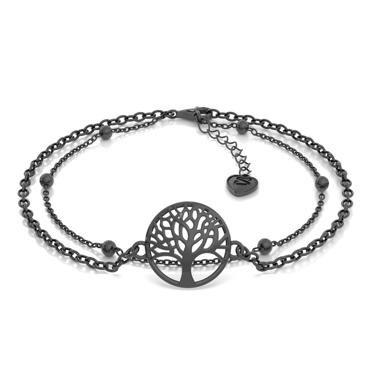 925 Sterling ezüst "Life" karkötő, fekete színű, ékszerdobozsal, S017 modell