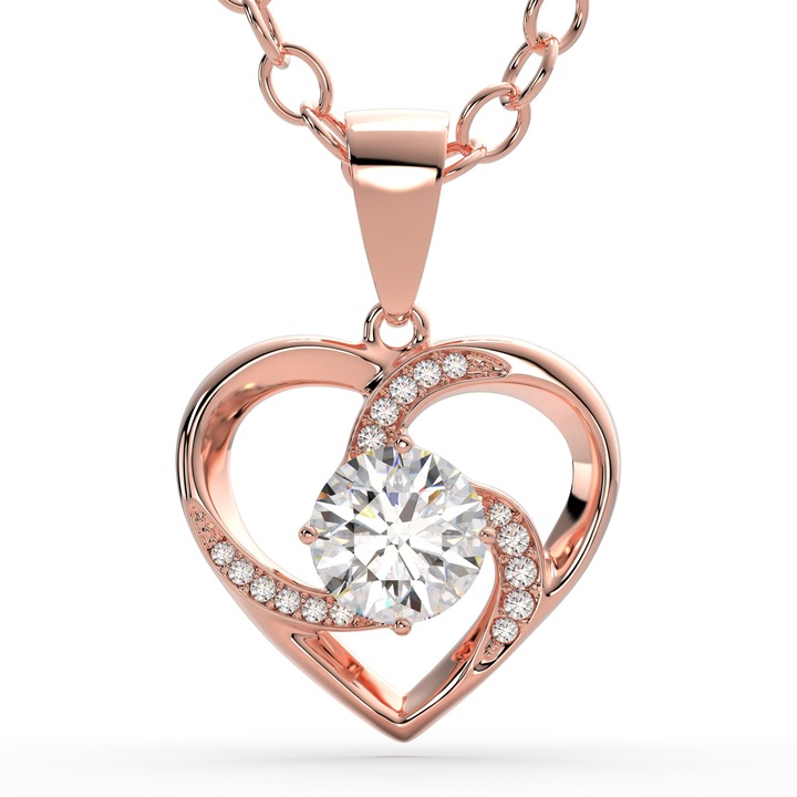925 Sterling ezüst "Emotion" nyaklánc, arany rózsa színű, ékszerdobozsal, S028 modell