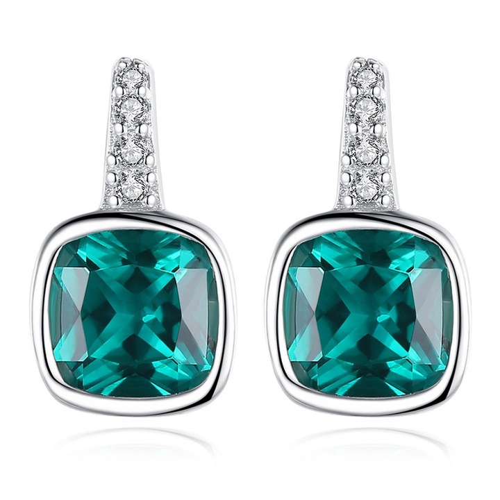 925-ös ezüst fülbevaló zöld kvarccal, cirkóniával nőknek