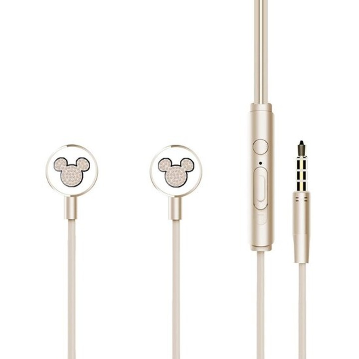 Casti Disney Mickey Head Contour Jack 3.5mm, Auriu