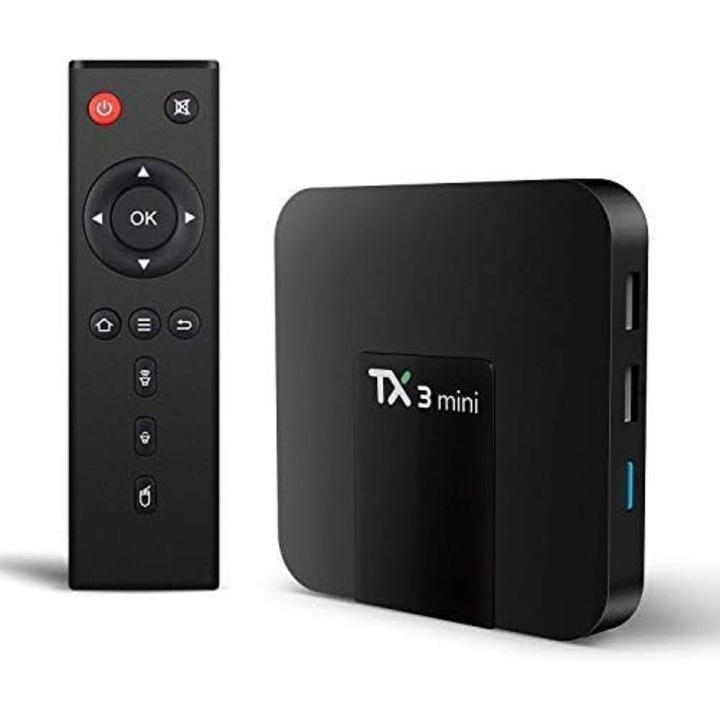 Smart tv-doboz, GOSTOCK®, 2.4G/5G Dual Wi-Fi, Android 10.0, 4K 60 FPS, 2Gb Ram, 16Gb memória, BT4.2, HDMI kábel és távirányító, fekete