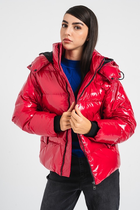 Karl Lagerfeld, Geaca matlasata cu gluga detasabila, Rosu, M