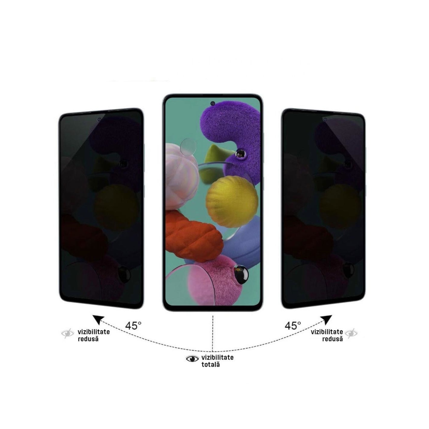 Folie protectie Privacy, 3D sticla securizata compatibila Samsung Galaxy A52 5G/ 52 S, Full Glue