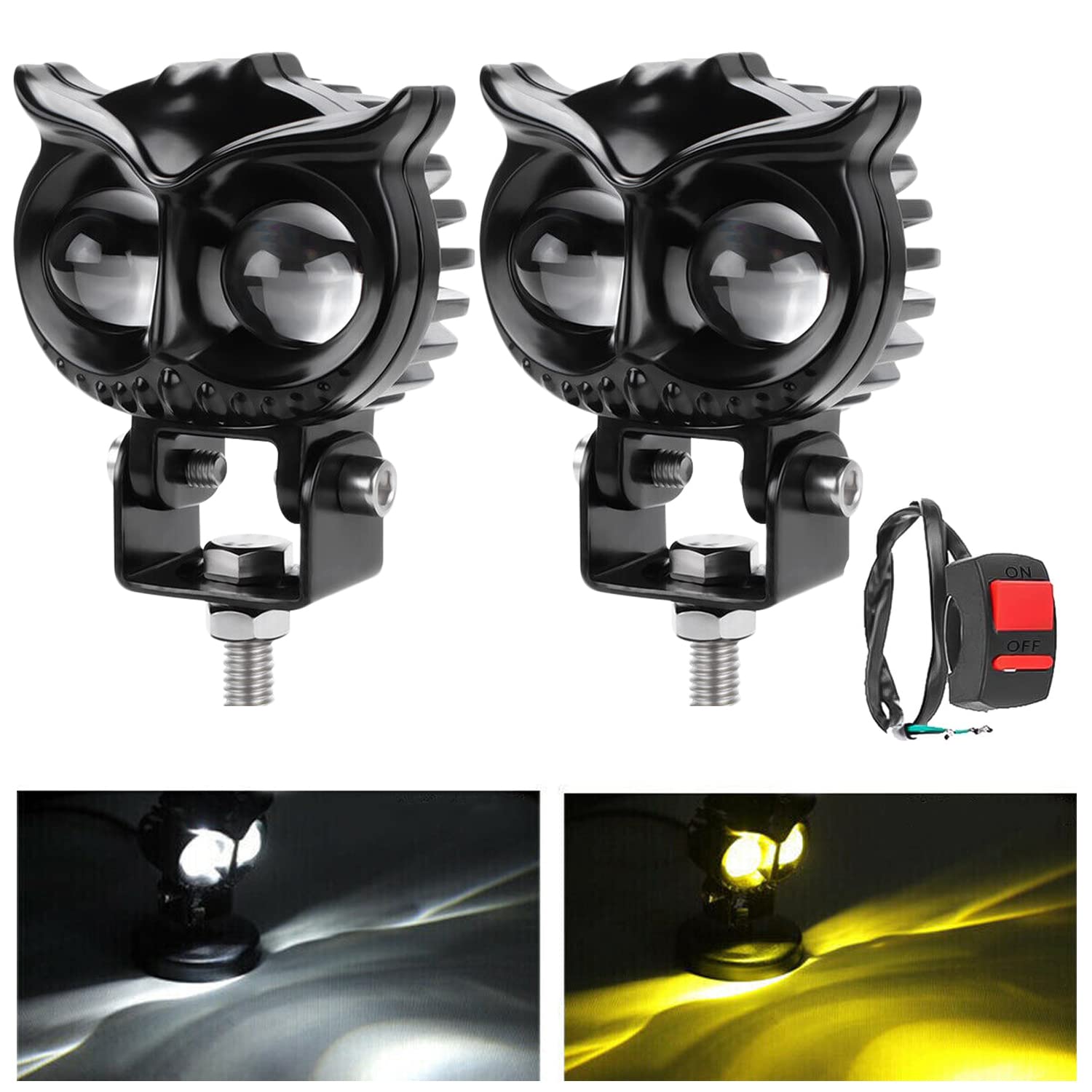 Set 2 de Proiector moto LED, Excitat®, forma de bufnita, 2 moduri