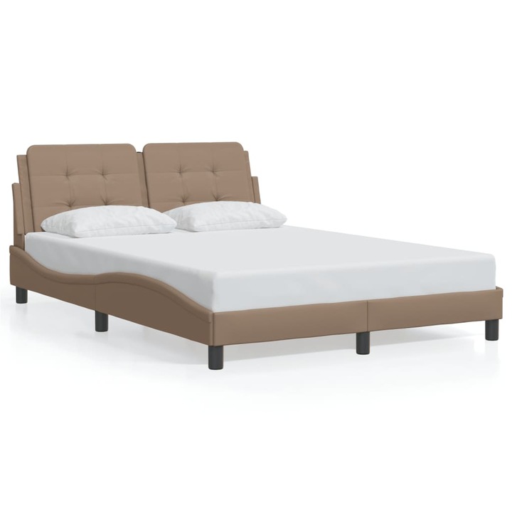 Cadru de pat cu tablie vidaXL, cappuccino, 120x200 cm, piele ecologica, 22.9 kg 3208174