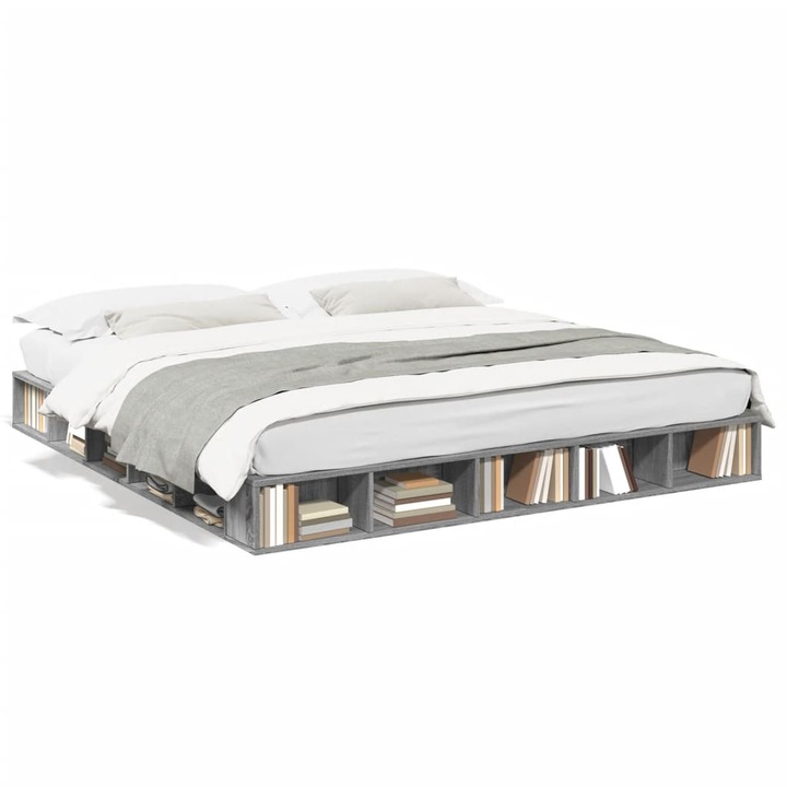 vidaXL sonoma tölgyszínű szerelt fa ágykeret 200 x 200 cm 28.22 kg 3280452