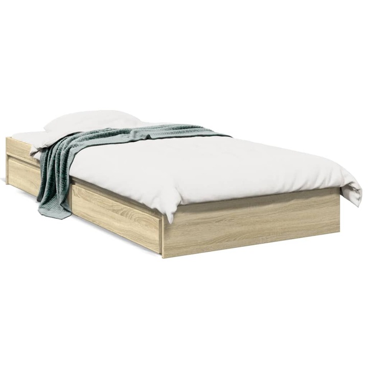 vidaXL sonoma tölgy színű szerelt fa ágykeret fiókokkal 75x 190 cm 19.4 kg 3280715