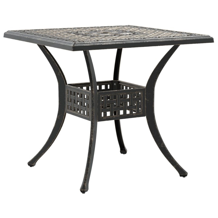 VidaXL bronzszínű öntött alumínium kerti asztal 80x80x75 cm 11.45 kg