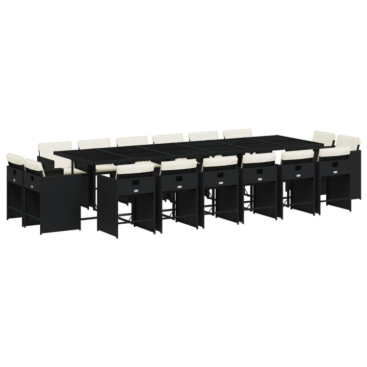 Set mobilier de gradina cu perne, vidaXL, 17 piese, negru, poliratan, 43.29 kg 3278009