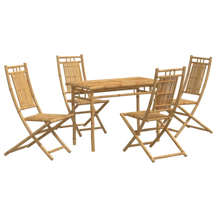 Set mobilier de gradina vidaXL, 5 piese, bambus, 21.5 kg 3278521