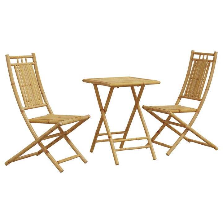 Set mobilier bistro vidaXL, 3 piese, bambus, 15 kg 3278525