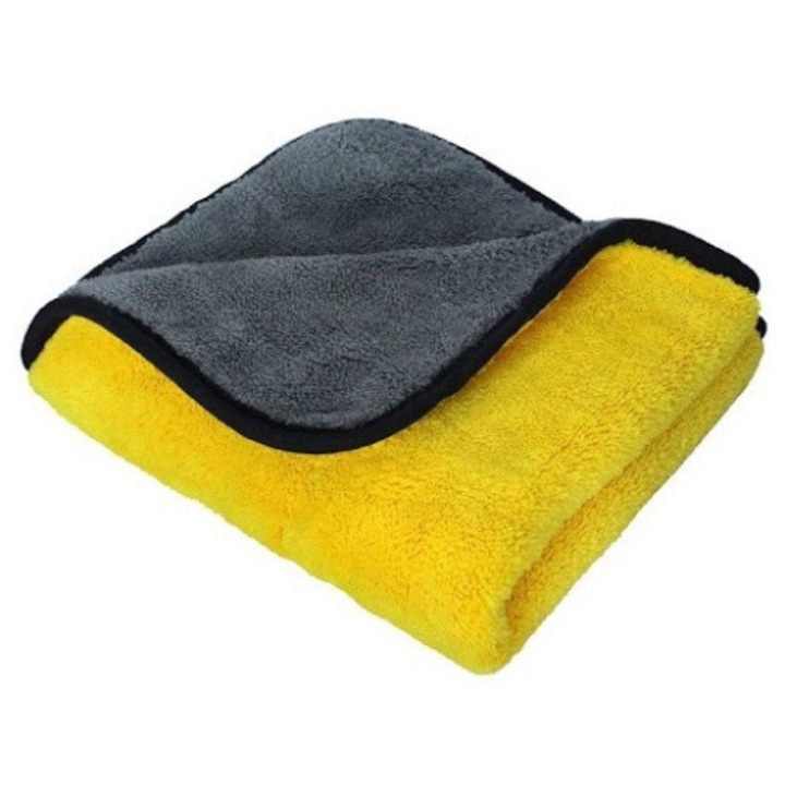 Autós mikroszálas kendő, sárga, professzionális, 30 x 30 cm, bolyhos és bársonyos