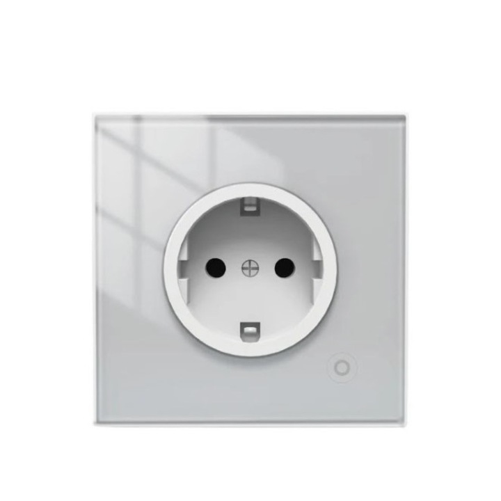 Смарт контакт Moes ZigBee 3.0 със стъклен панел - Енергиен мониторинг - Бял